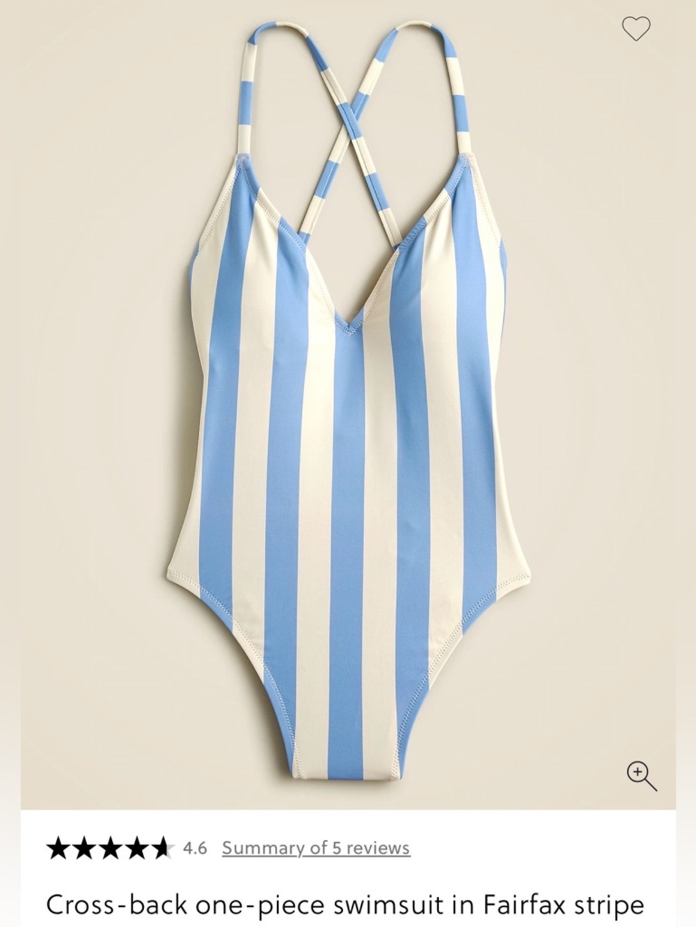 J.Crew cross back one piece in Fairfax Stripe